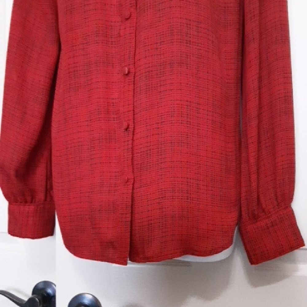 Red Long Sleeve Blouse - Picture 4 of 6
